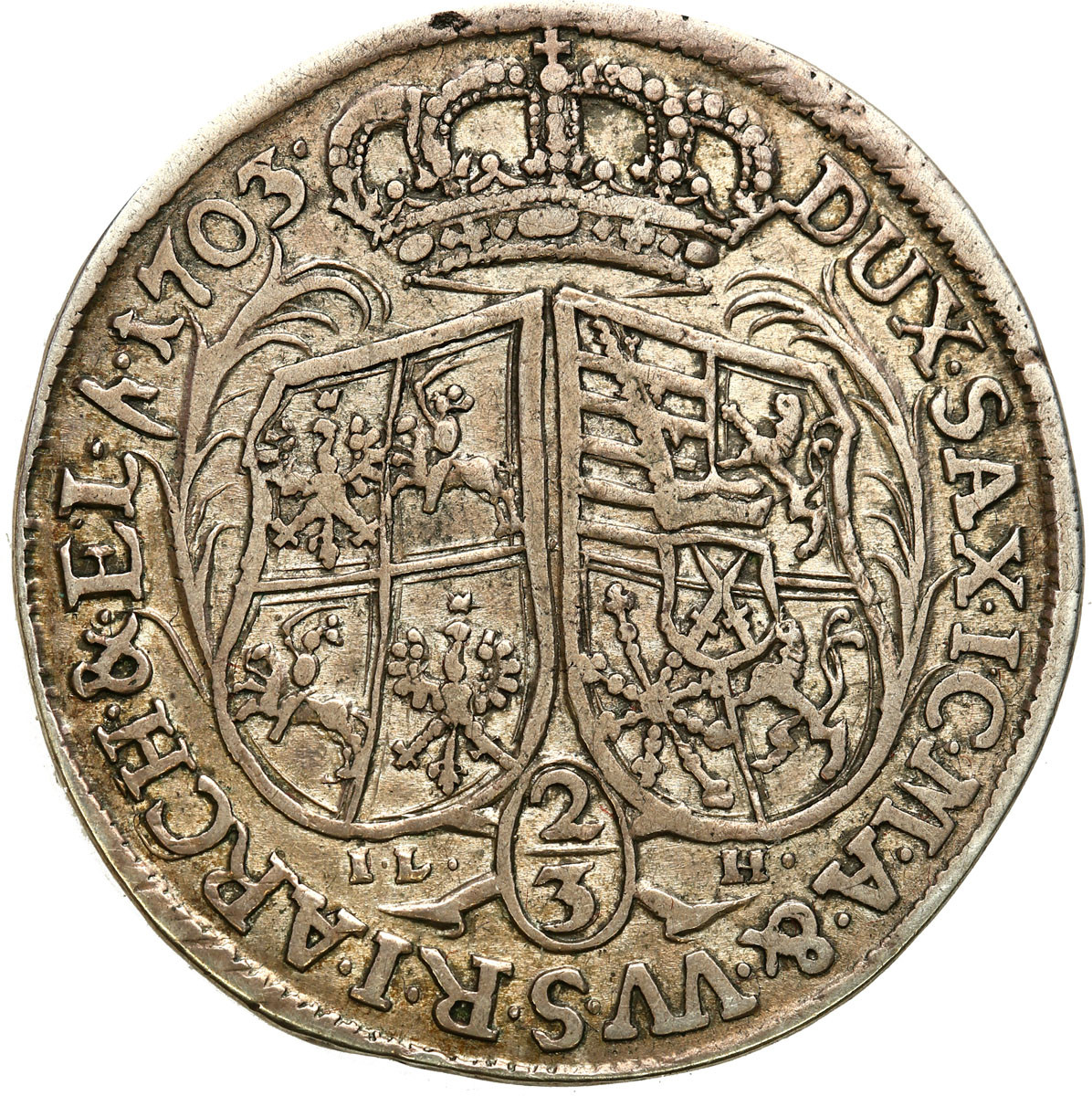 August II Mocny. 2/3 talara (gulden) 1703, Drezno